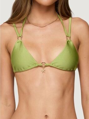 Edikted Olive Green Velvet Triangle String Bikini